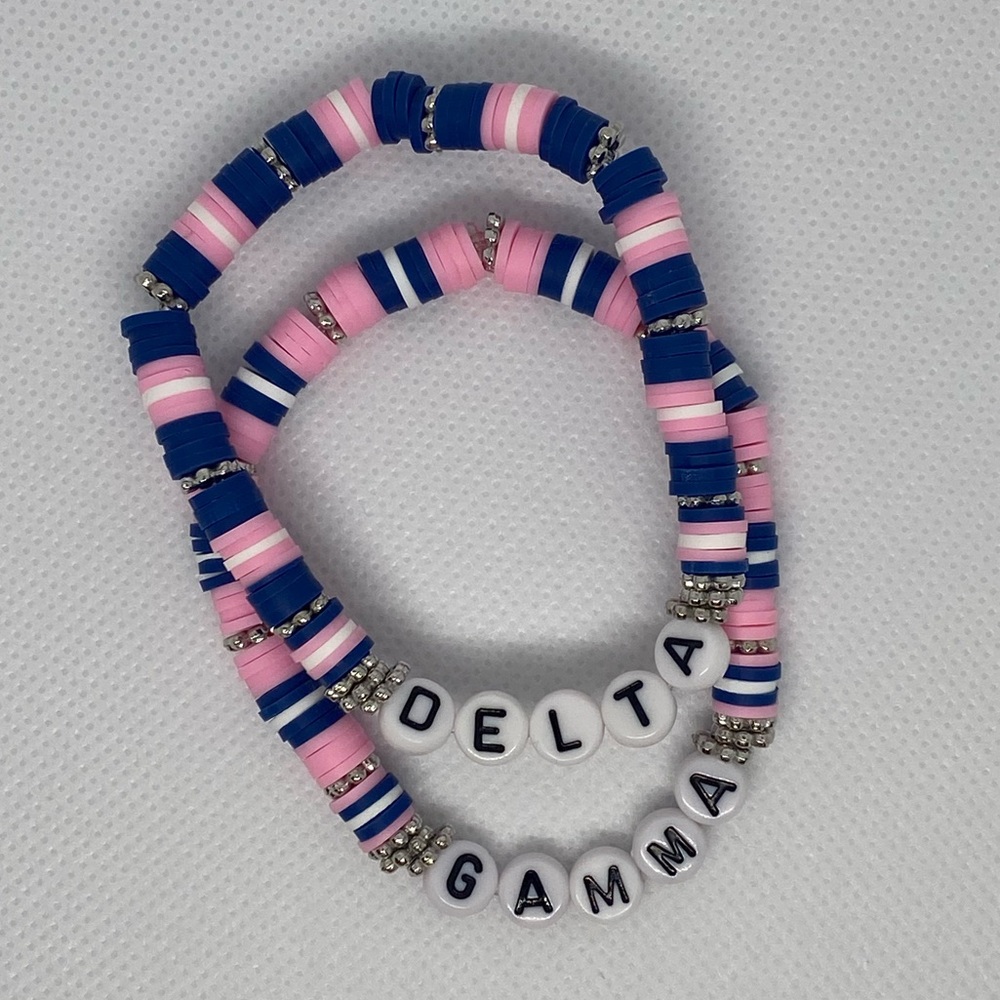 Delta Gamma Heishi Bead Bracelets set of 2 Sorority Bracelets